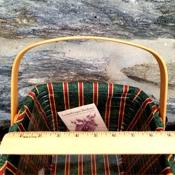 Longaberger 1995 Red Cranberry Basket Combo Christmas Collection Lid 2 Liners, B - Picture 7 of 7